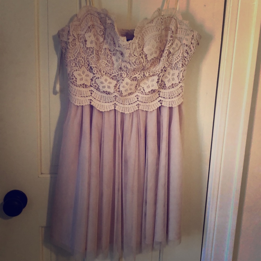 Lace and chiffon sweetheart strapless dress
